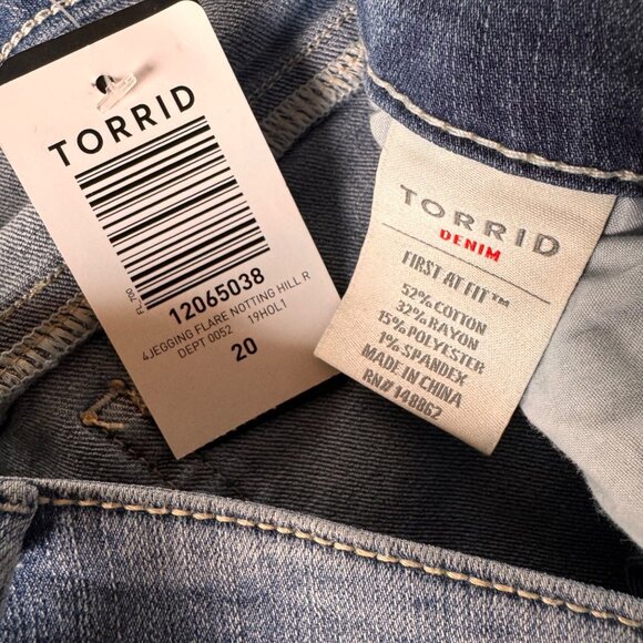 Torrid Denim Flare Jeans Vintage-Inspired Slim Knee & Flared Leg 20R Medium Wash - Picture 4 of 15